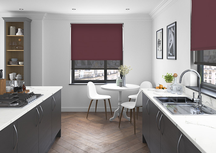 Rimini (Blackout), Plum & Optima Bracken - Double Roller Blind - Image 5